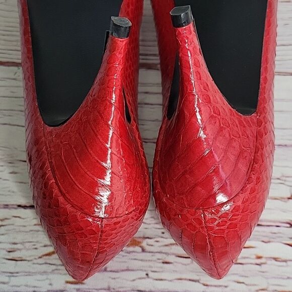 Stefani Red Leather Animal Print Prints Size 7.5 NWOT - Picture 7 of 10